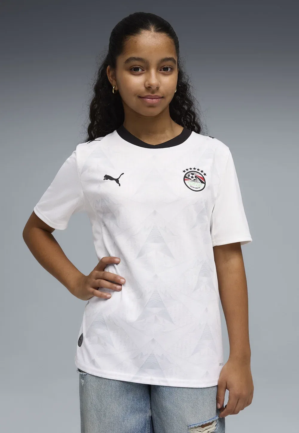 Ägypten 2026 auswärtstrikot унисекс - футбольная футболка Puma, White-Feather Gray