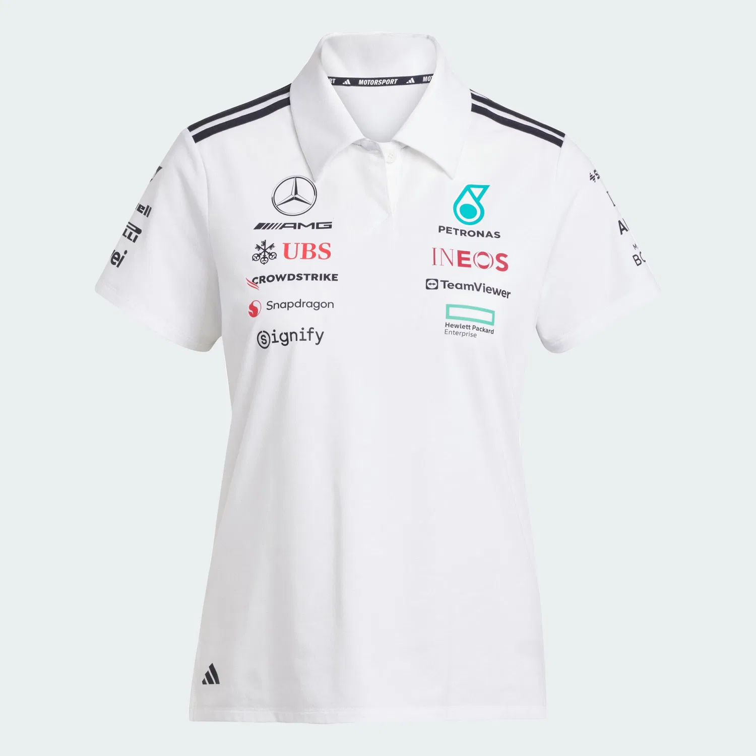 Мужское поло Mercedes-AMG Petronas Formula One Team Adidas, Weiss Schwarz — фото 2
