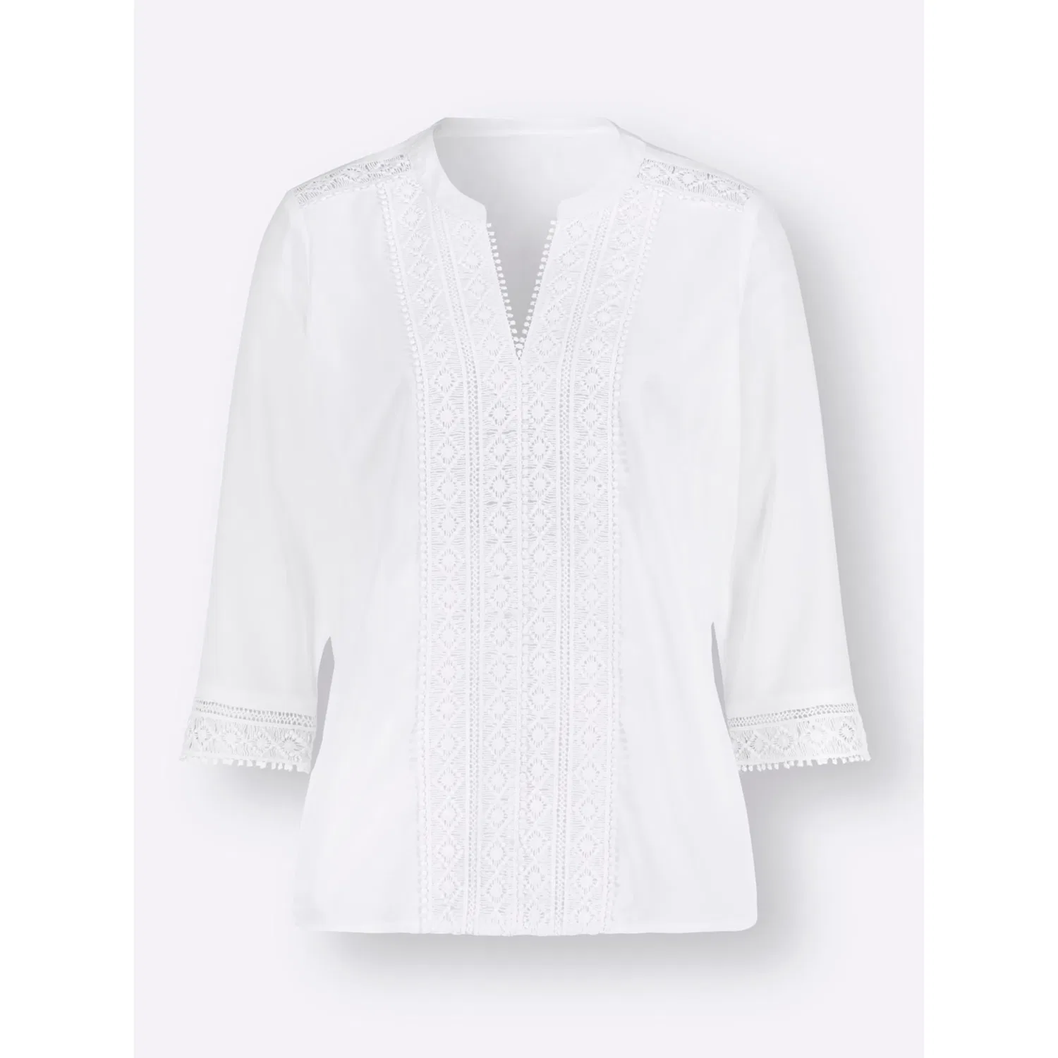 Женская блуза с кружевными вставками Classic Basics, White — фото 4