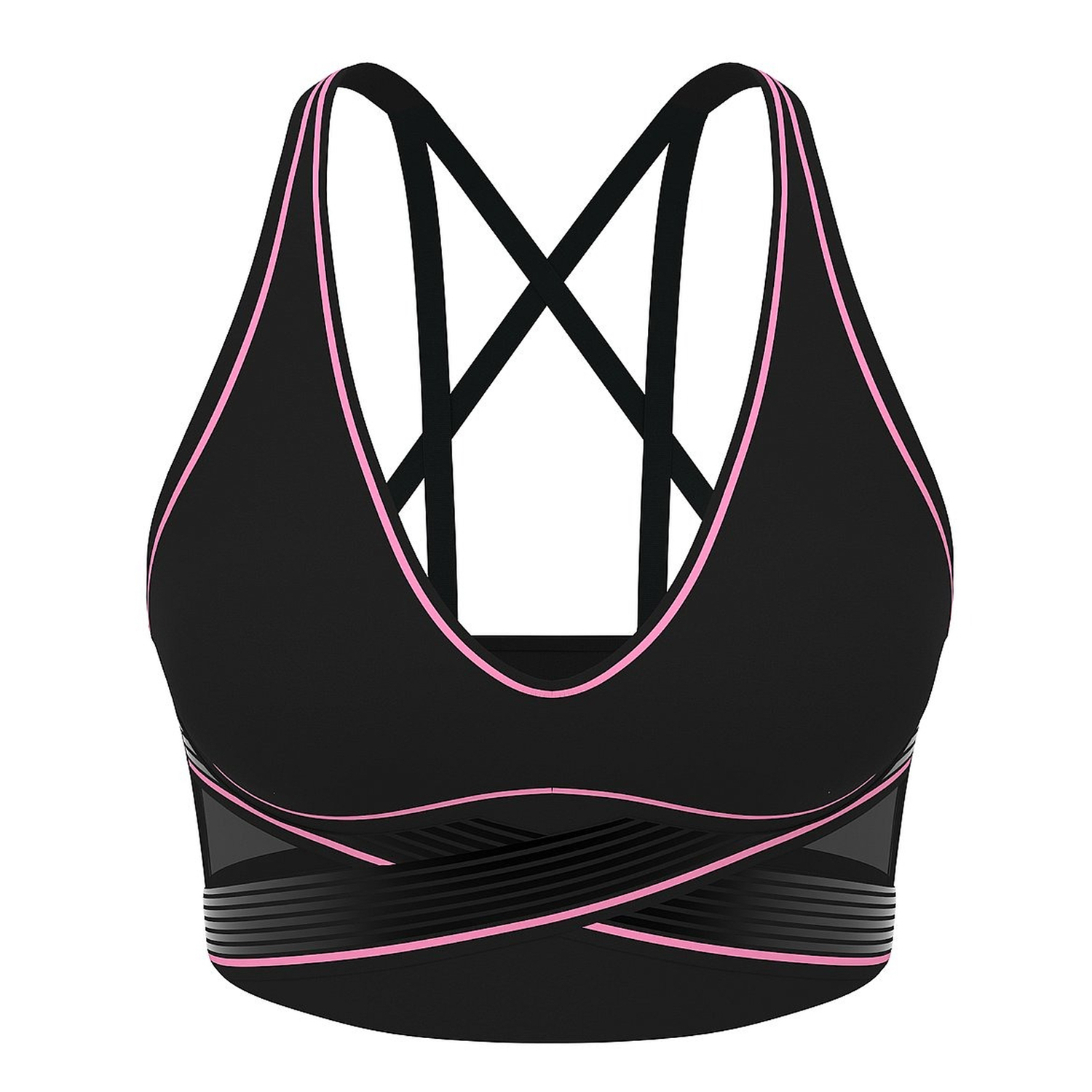 

Спортивный топ Victoria's Secret VSX Elevate Refined Contours Plunge, черный/розовый