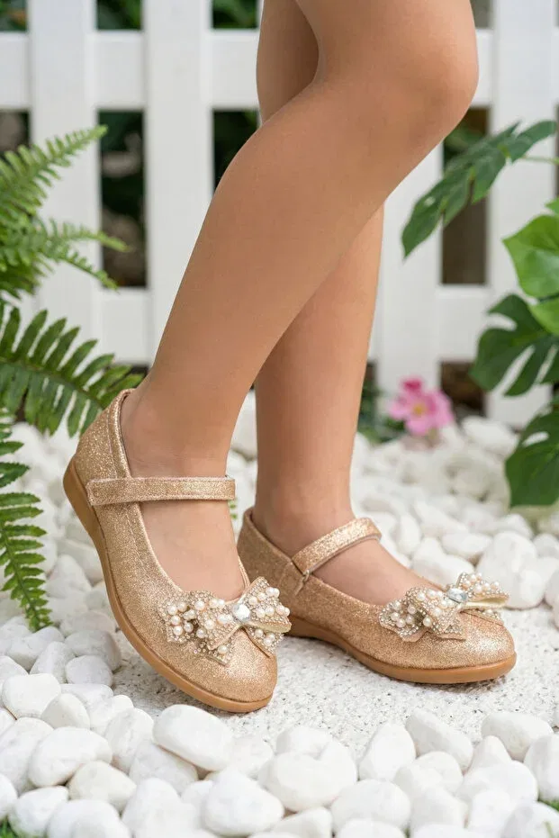 Детские балетки для девочек с принтом Party Moda Lime, Powder