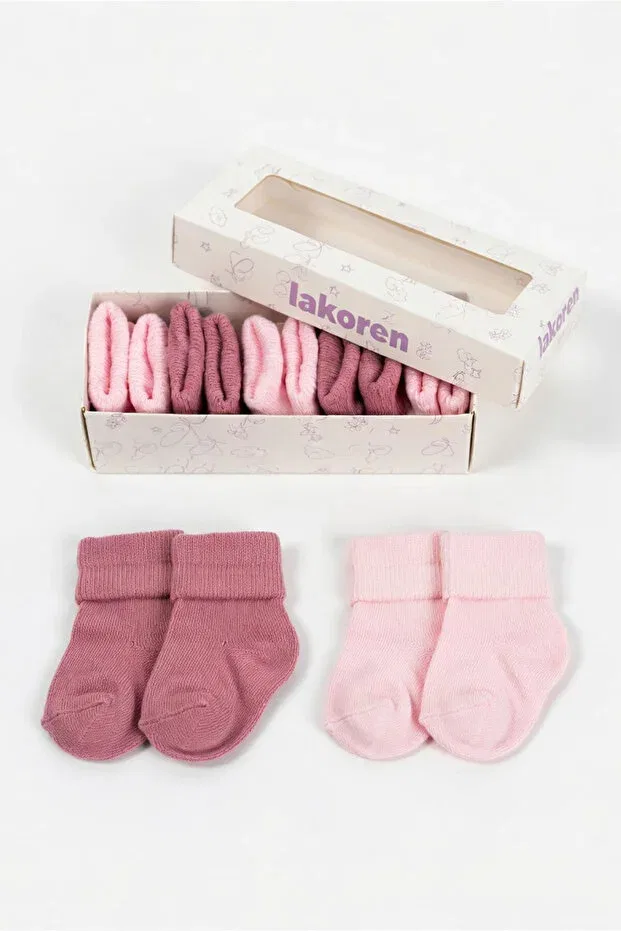 Детские носки для новорожденных хлопковые 5 штук Lakoren, Pink And Rose Dried