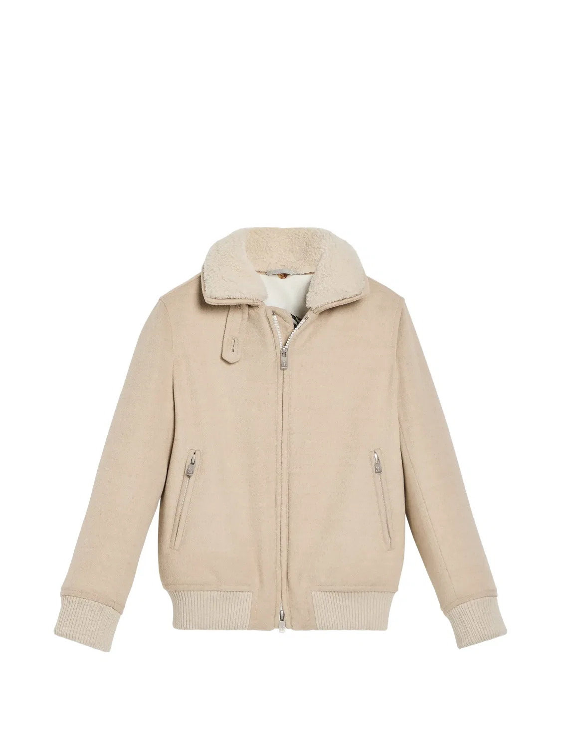 Куртка из вирджинской шерсти с подкладкой Thermore Brunello Cucinelli Kids, нейтральные цвета