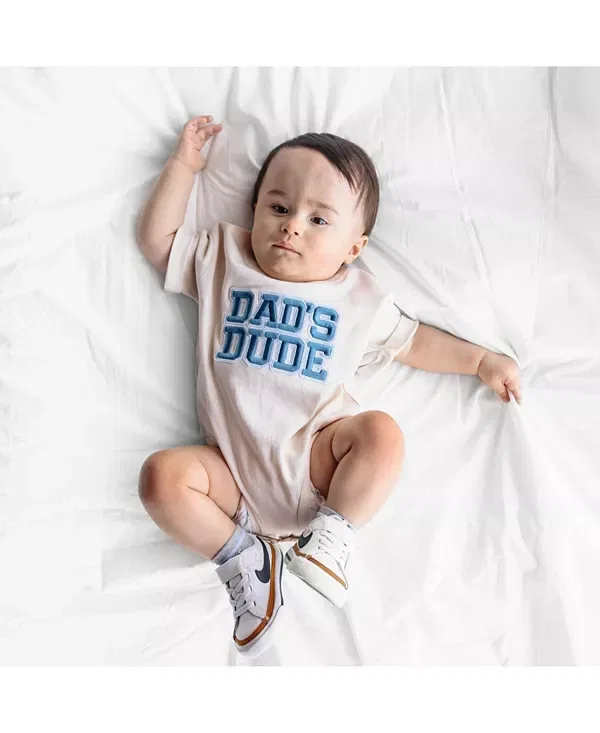 Детский комбинезон для мальчиков с коротким рукавом Dad's Dude Patch Sweet Wink, Natural — фото 2