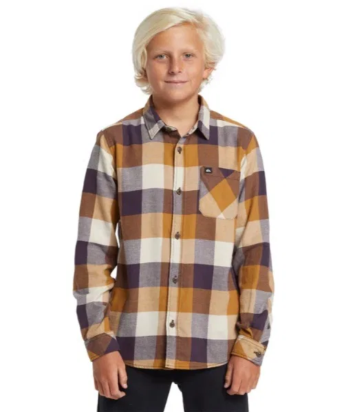 Детская рубашка в клетку с длинным рукавомQuiksilver MOTHERFLY CLASSIC FLANNEL YTH, Коричневый