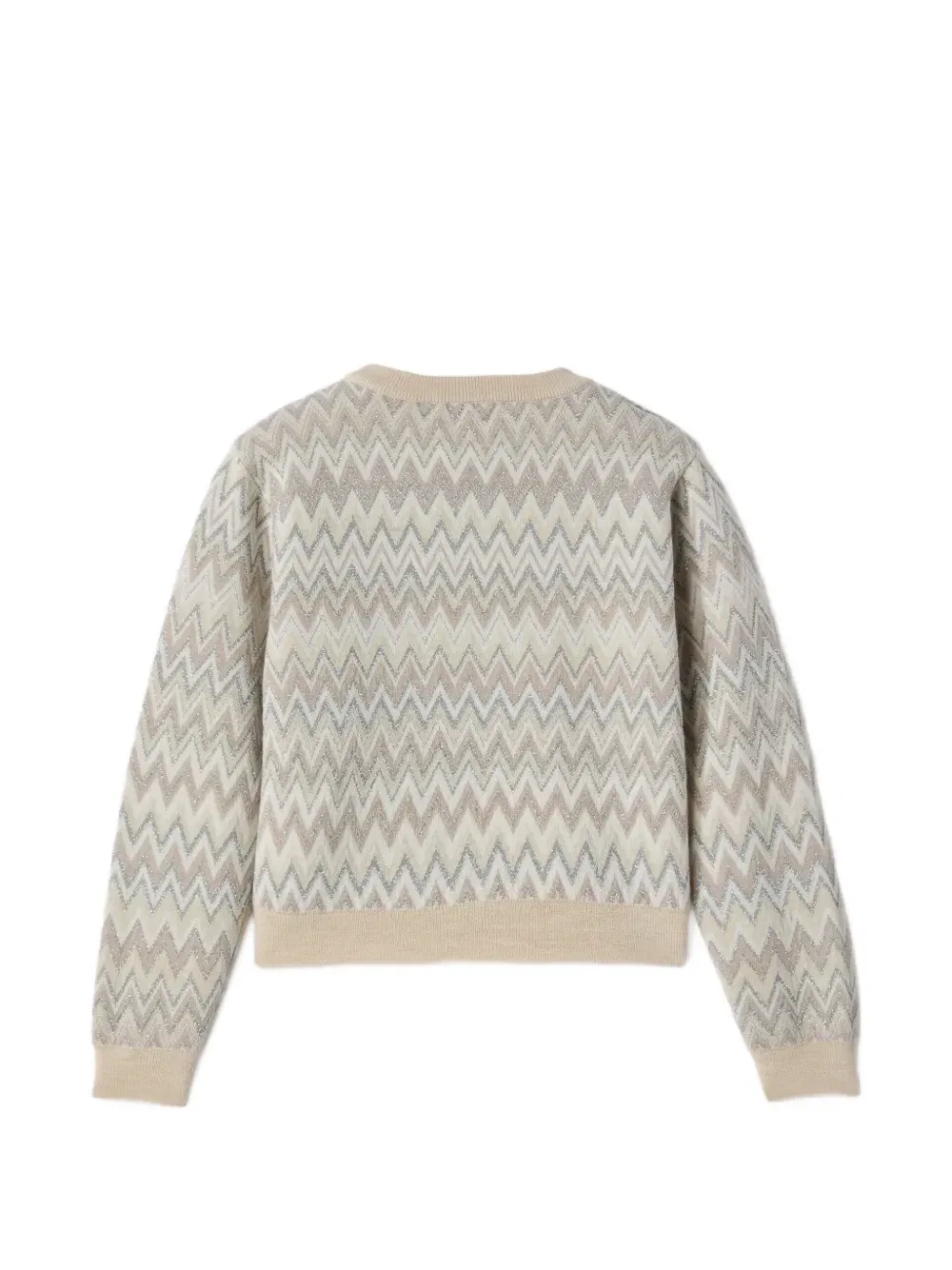 Джемпер крупной вязки с зигзагообразным узором Missoni Kids, бежевый — фото 2