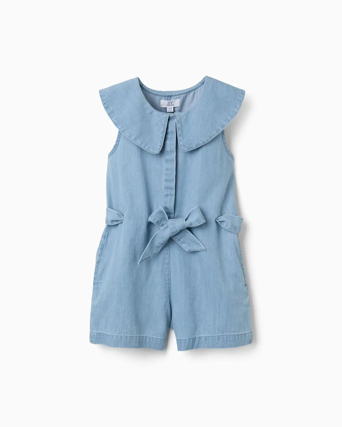 Детский комбинезон для девочек хлопковый с лацо Zippy, Azul Claro