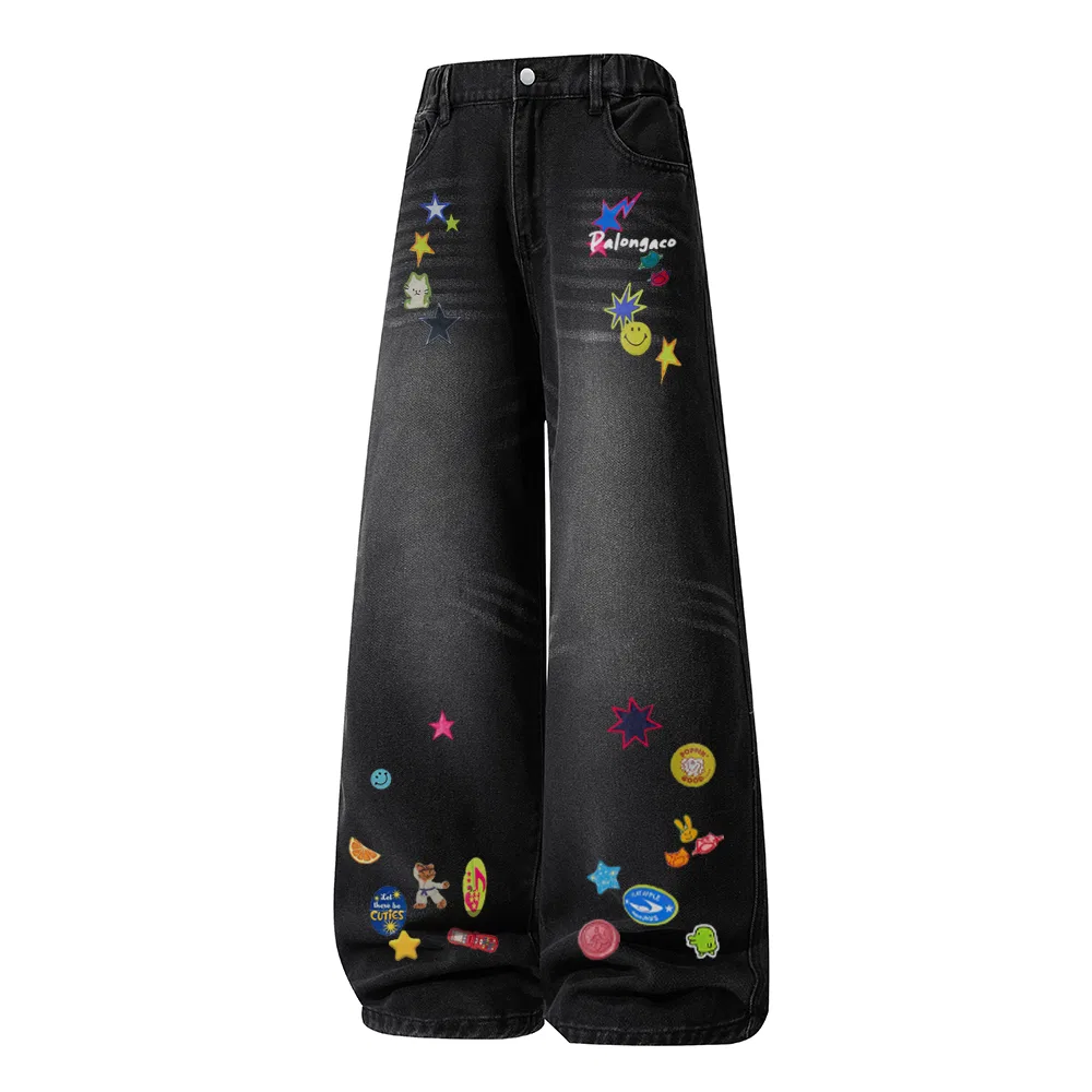 Детские джинсы прямого кроя Unisex Moderate Straight Fit Pants PAL ONGACO, Black