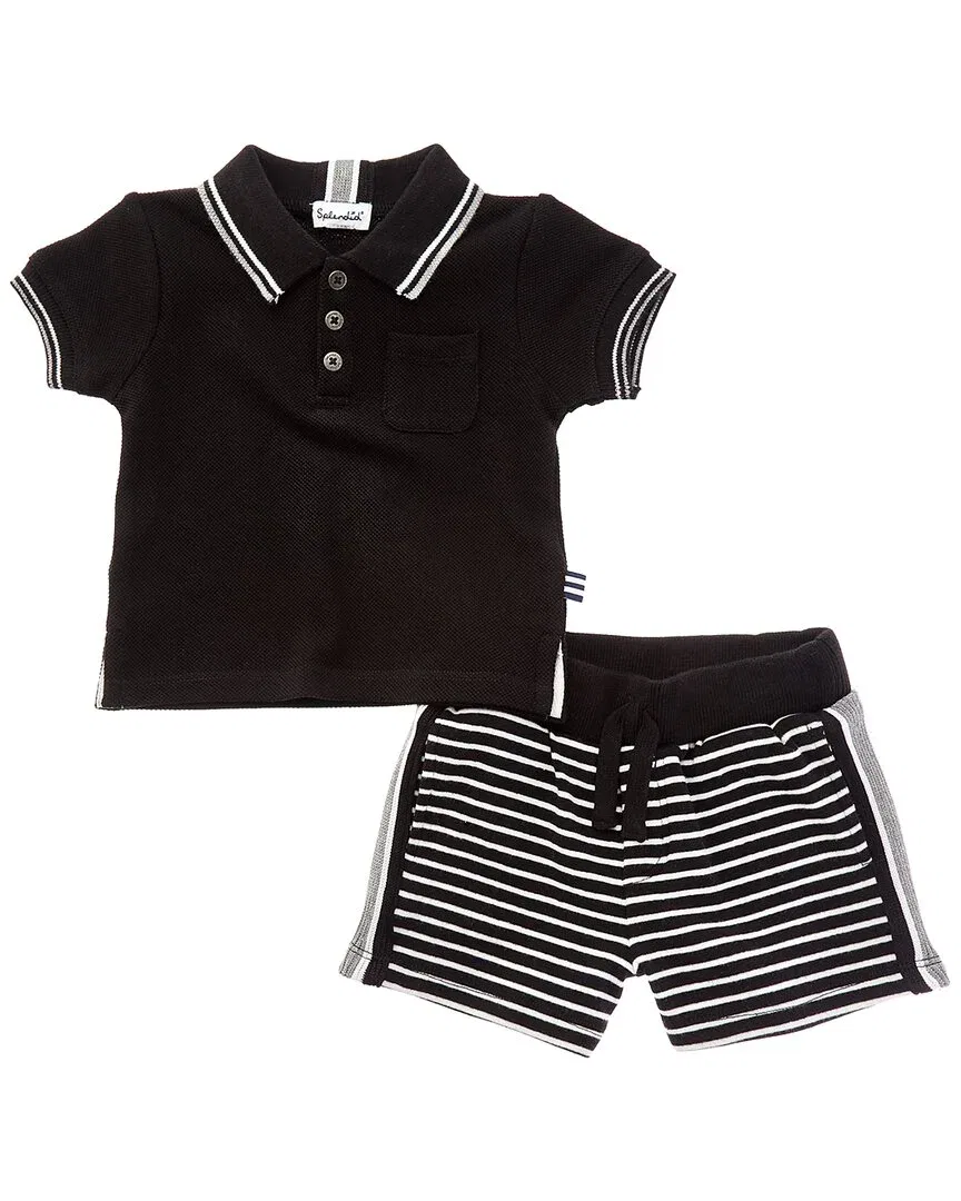 Детский комплект шорт с рубашкой в полоску Bennett Stripe Splendid, черный