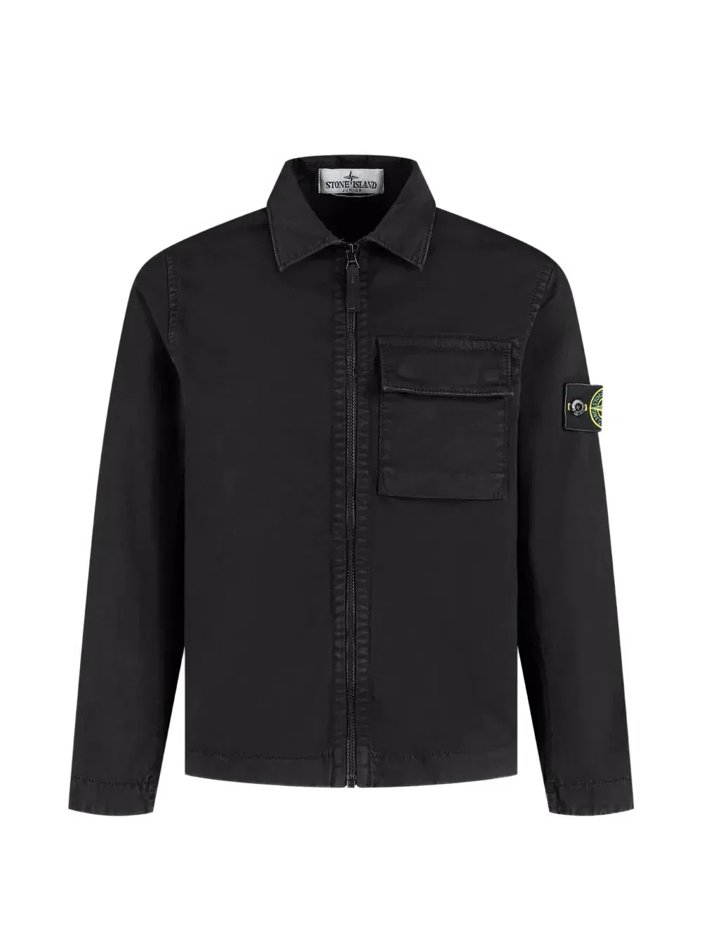 Куртка на молнии с нашивкой-логотипом Stone Island Junior, черный