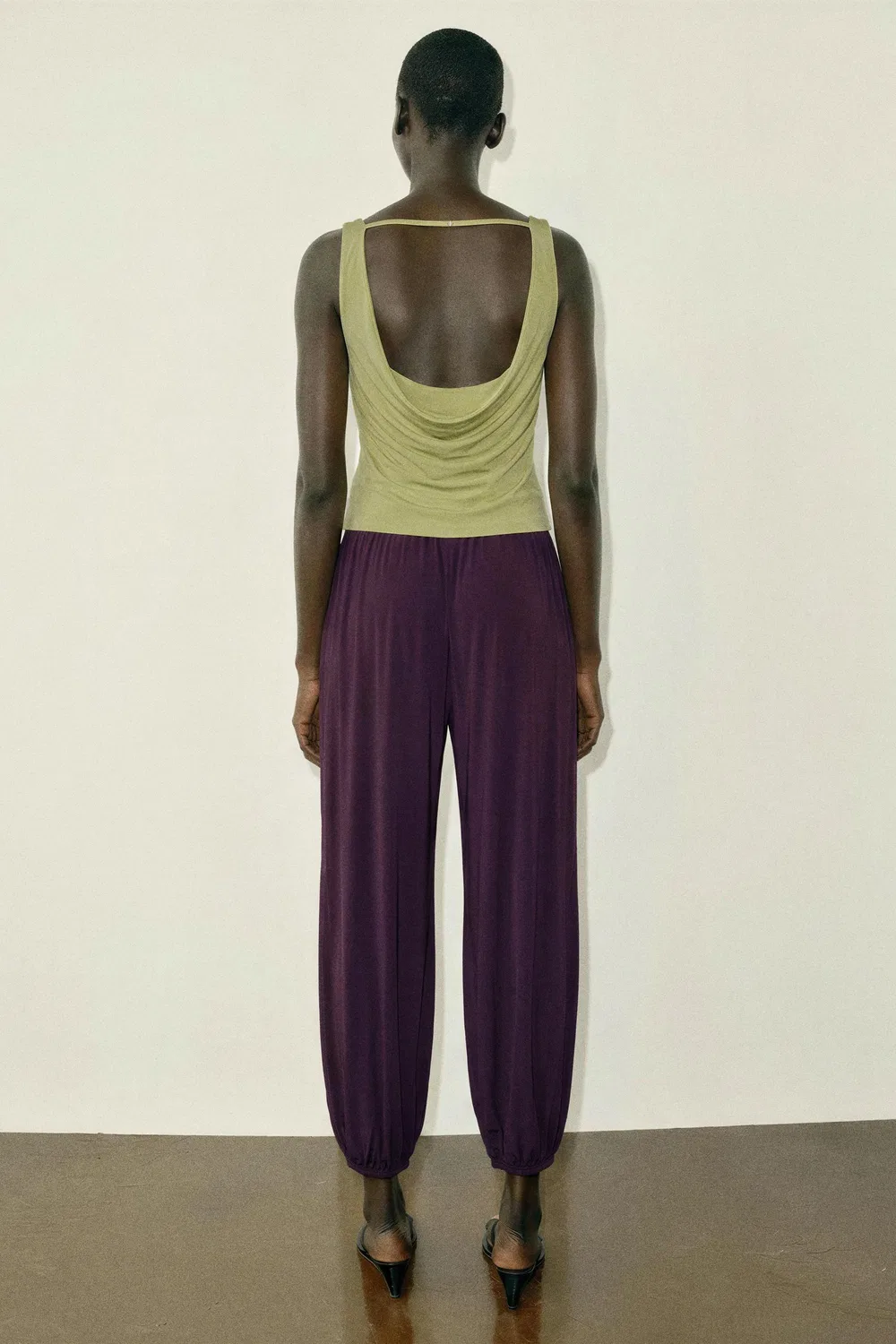 Брюки Саруэль ZARA, Dark aubergine — фото 4