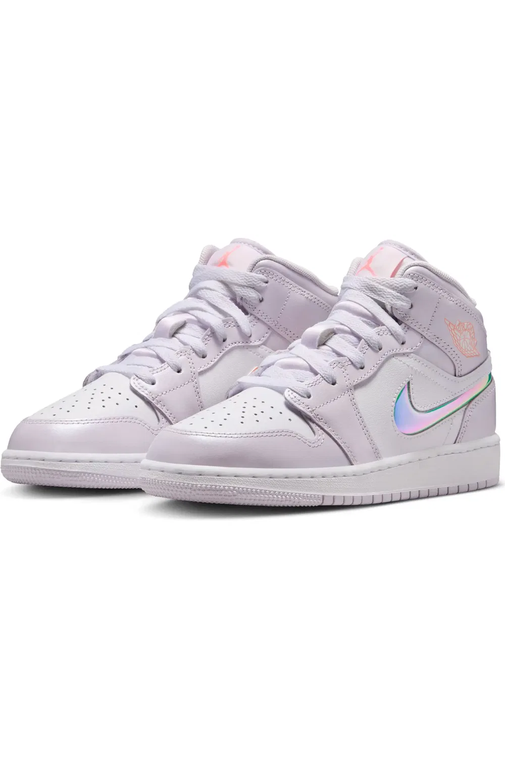 Детские кроссовки баскетбольные Air Jordan 1 Mid SE Jordan, Barely Grape/White/Atomic Pink