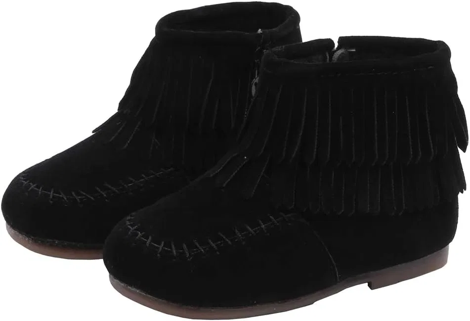 Детские сапоги для девочек с кисточками Lakiolins, Black