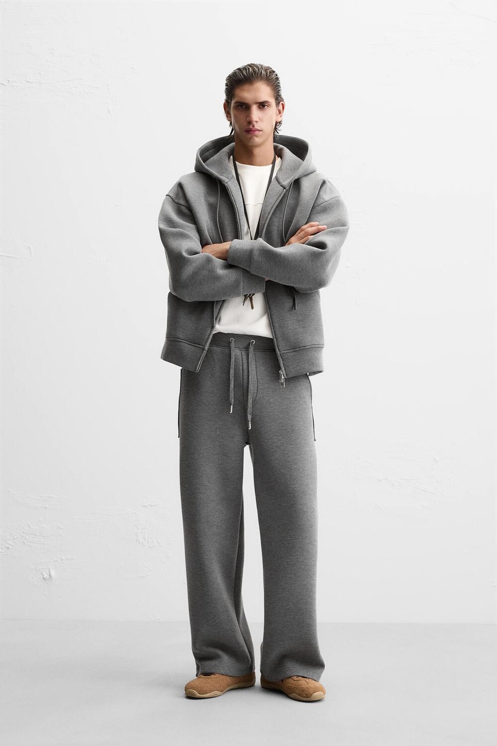

Широкие спортивные брюки ZARA, серый мергель