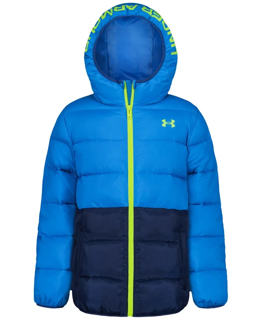 Куртка-пуховик с капюшоном, с полной застежкой-молнией, с принтом Under Armour, Blue
