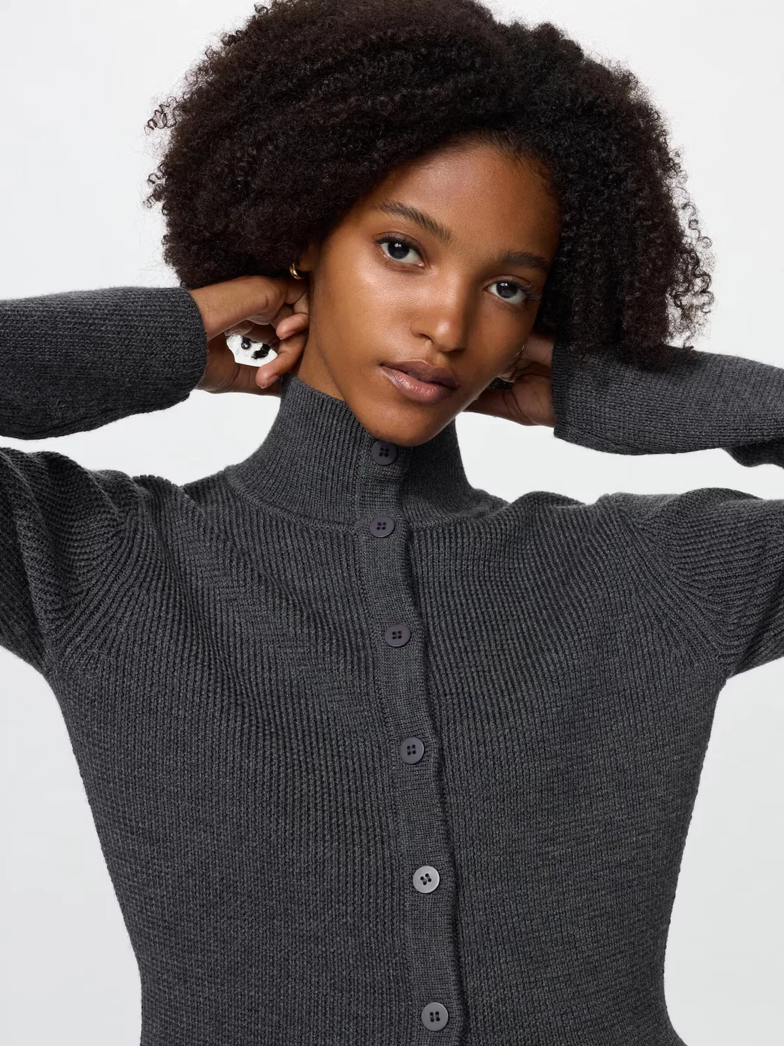 Кардиган Uniqlo, из мериносовой шерсти, темно-синий — фото 3