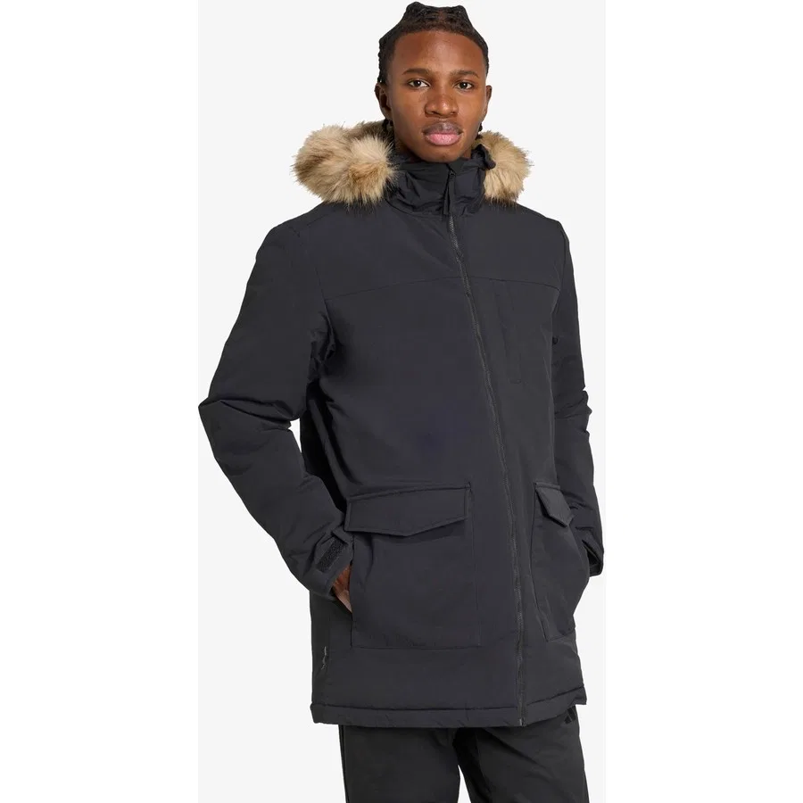 Мужская зимняя куртка-парка с капюшоном из полиэстера, модель Paveric Climawarm, adidas, Черный — фото 2
