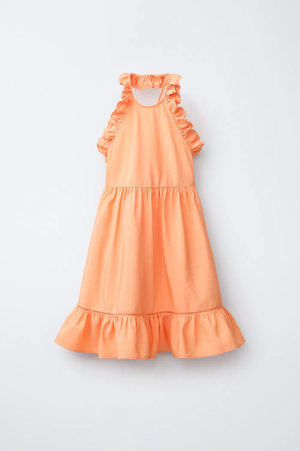 Платье с оборками и кружевной отделкой ZARA, Orange