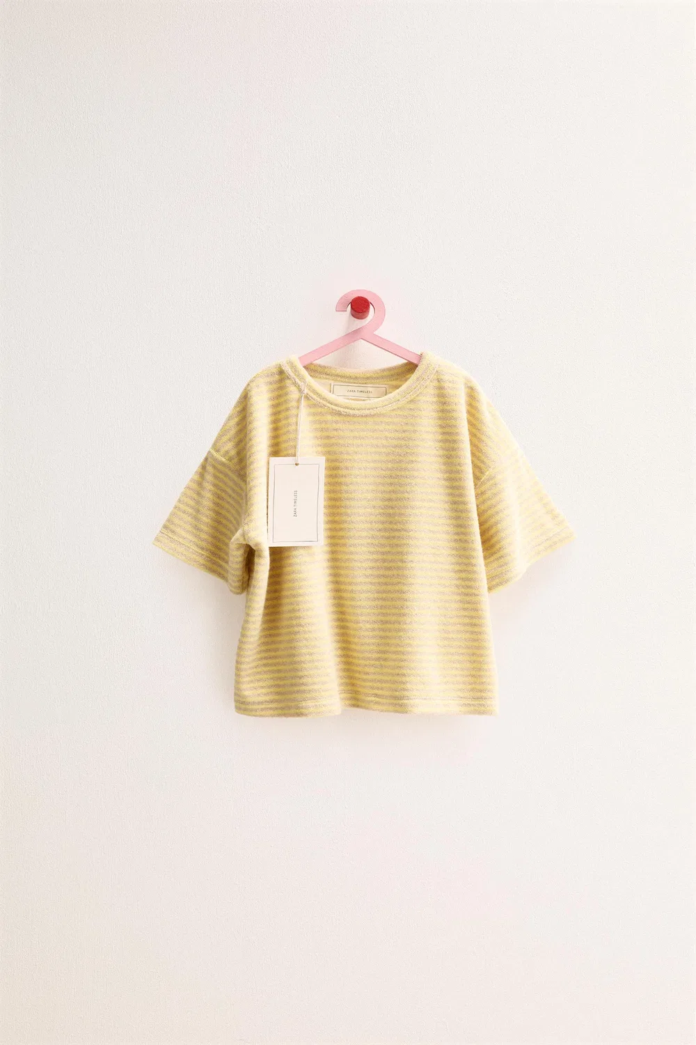 Футболка Zara Timeless с полосатым эффектом махровой ткани, Yellow