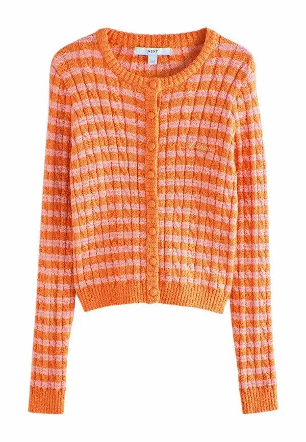 Кардиган с полосками Cable Knit Next, pink orange stripe, оранжевый/розовый