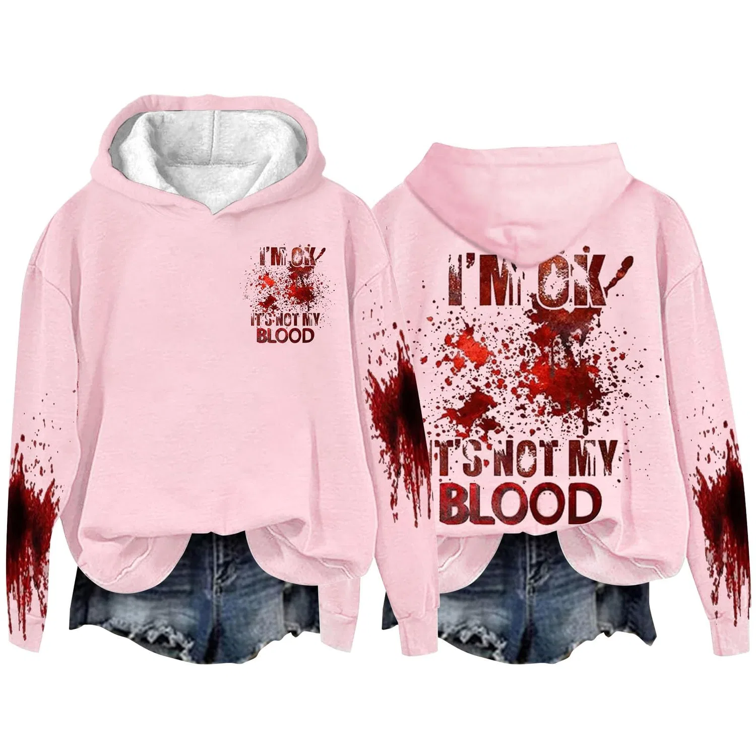Женский худи с принтом I'M Ok Its Not My Blood, Pink