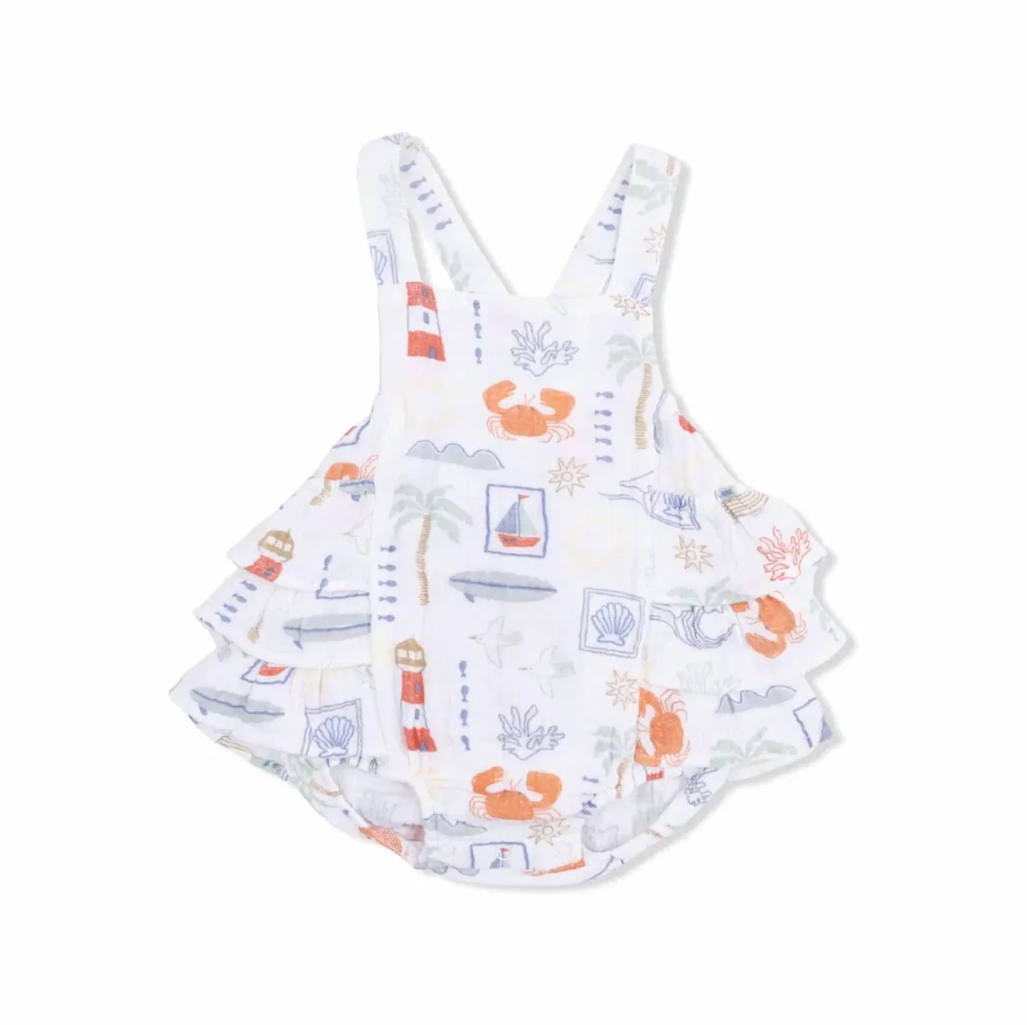 Детский боди-комбинезон с оборками Club Mediterranean Ruffle Sunsuit Angel Dear, White — фото 2