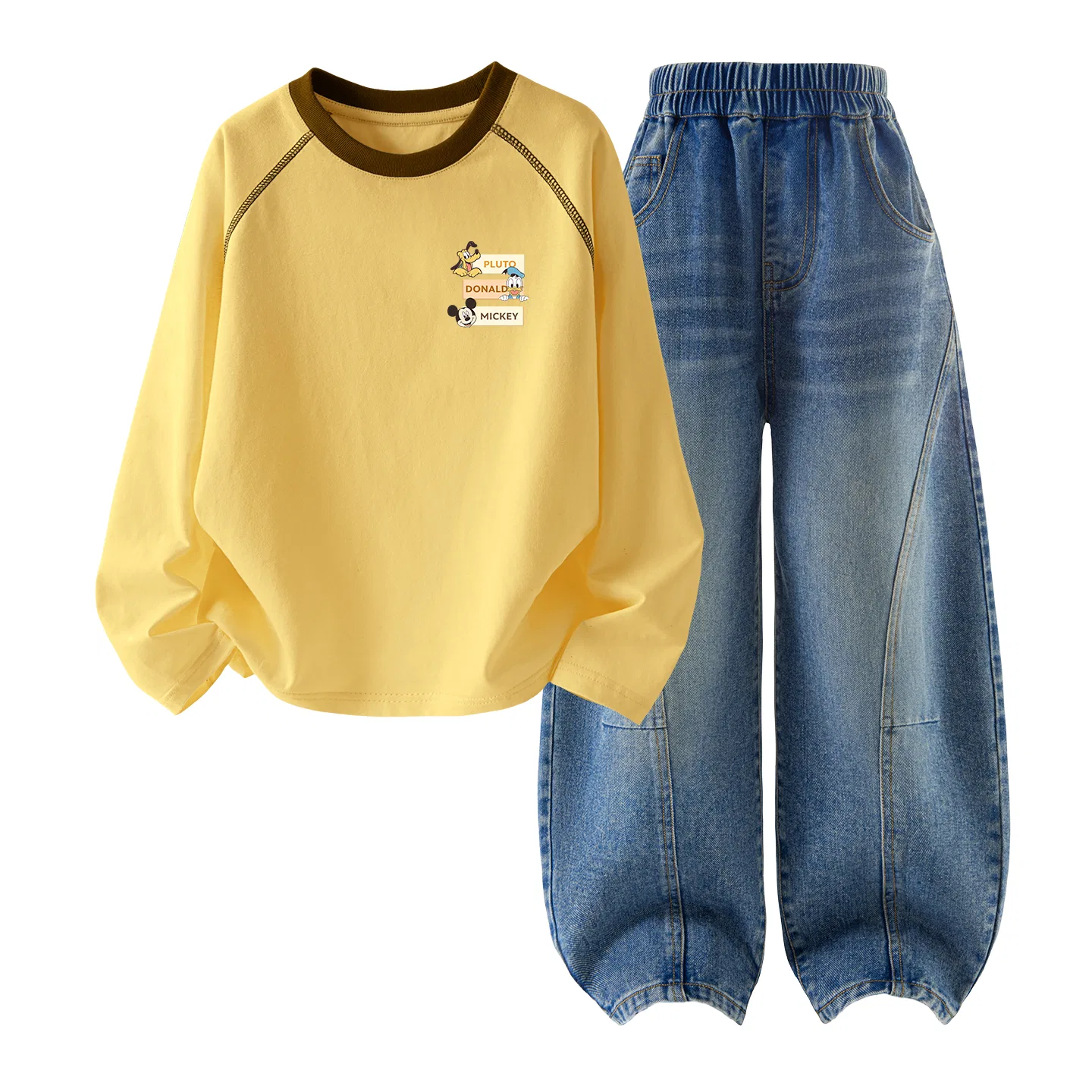 Детский спортивный костюм с принтом Disney, Yellow+Denim Blue