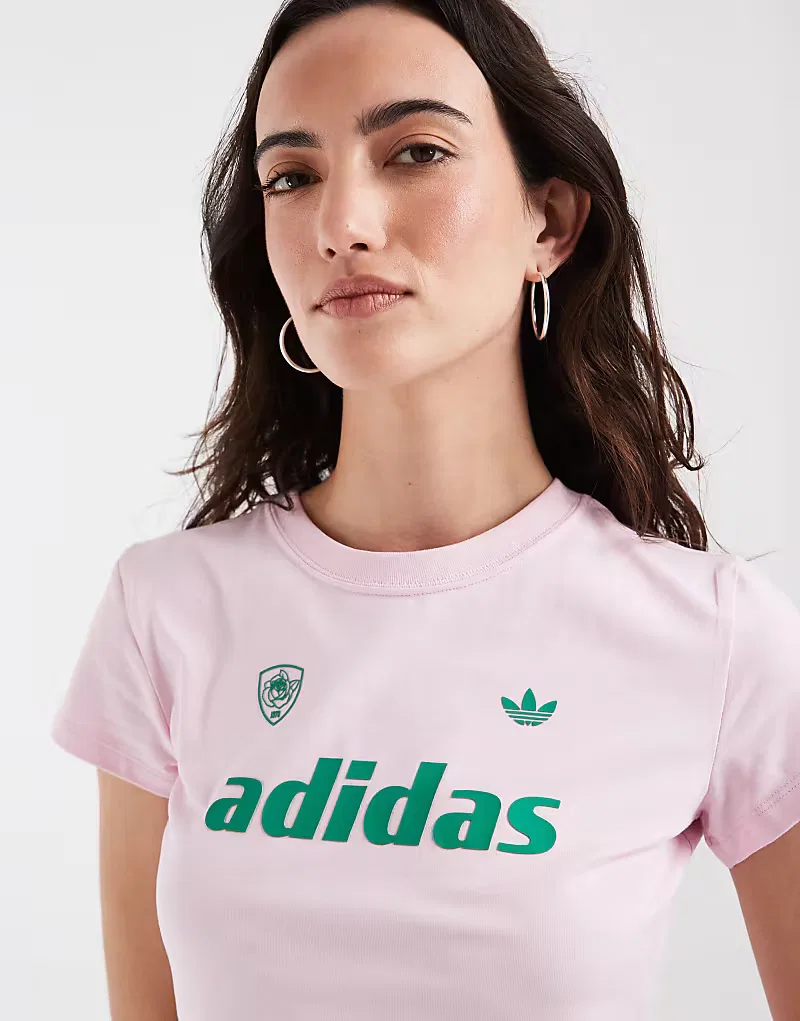 Футболка baby с логотипом Adidas Originals, розовый/зеленый — фото 3