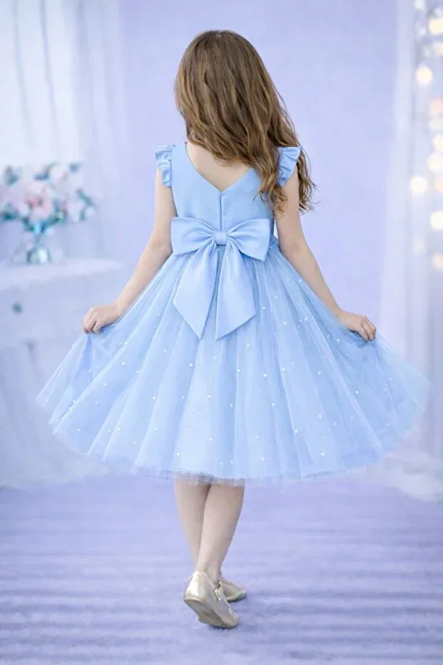 Детское платье для девочек с воланами Madyabutik, Baby Blue — фото 3