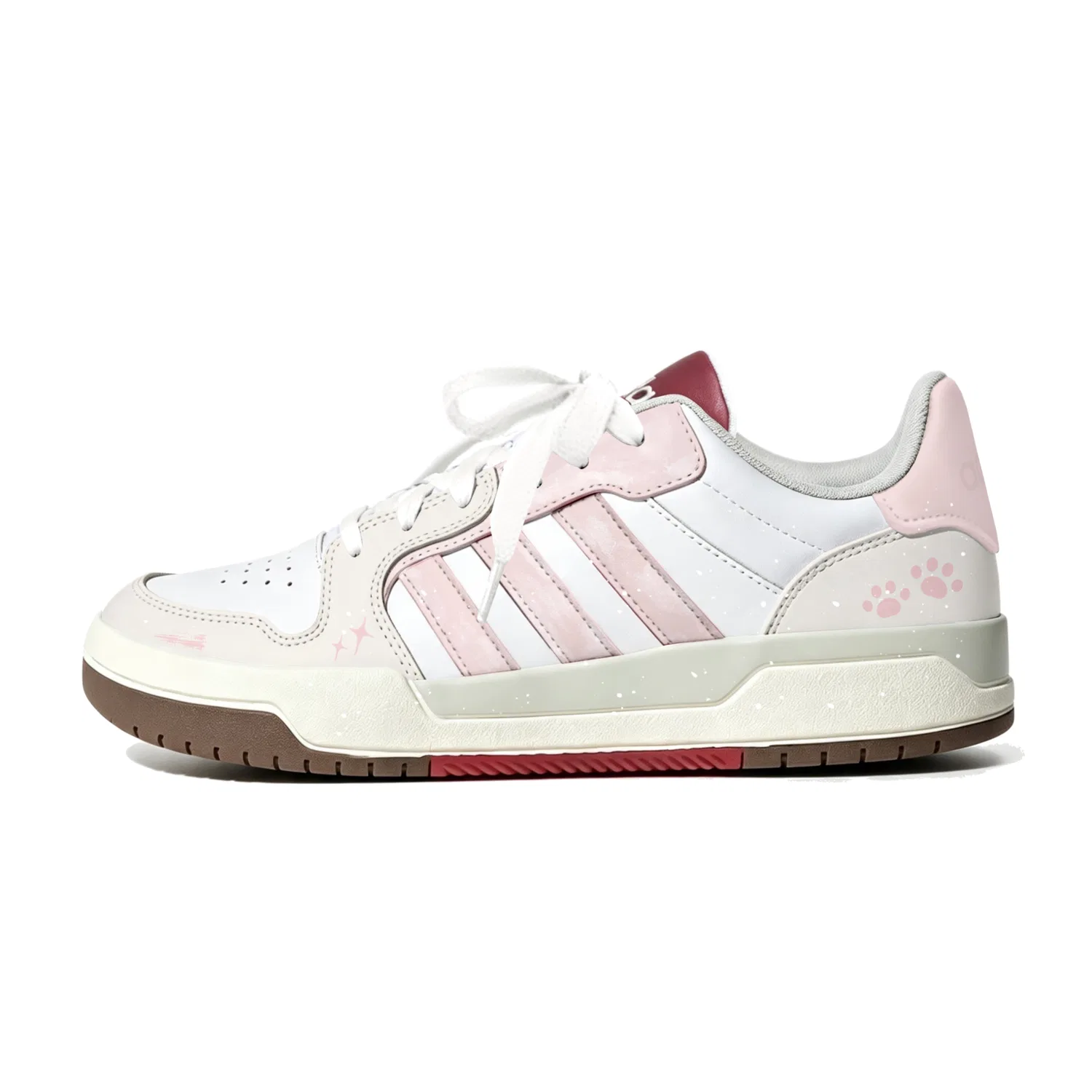 Кеды для девочек с принтом ENTRAP, Adidas, White Pink — фото 3