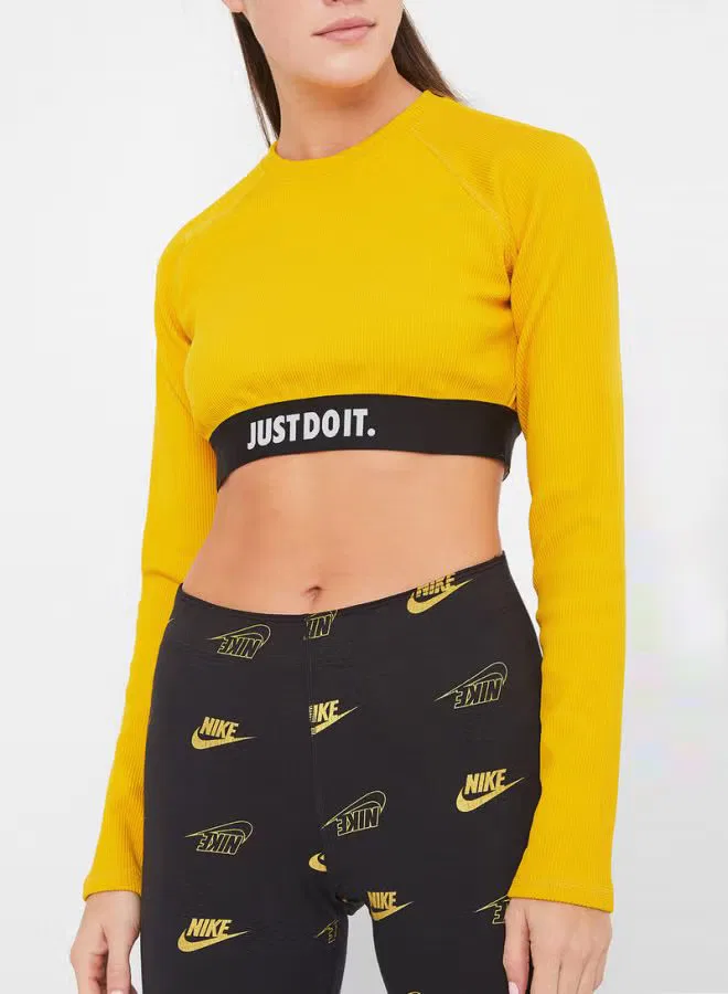 Топ укороченный с принтом Just Do It Nike, желтый