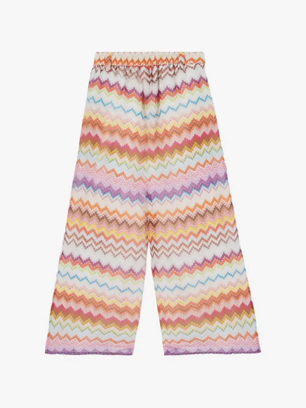 Брюки с принтом зигзаг и широкими штанинами Missoni Kids, бежевый — фото 2