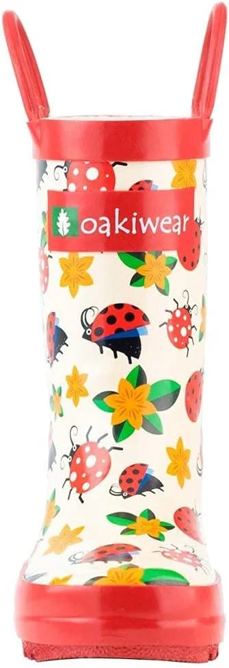Детские резиновые сапоги для девочек с принтом OAKI, Ladybugs Flowers — фото 4