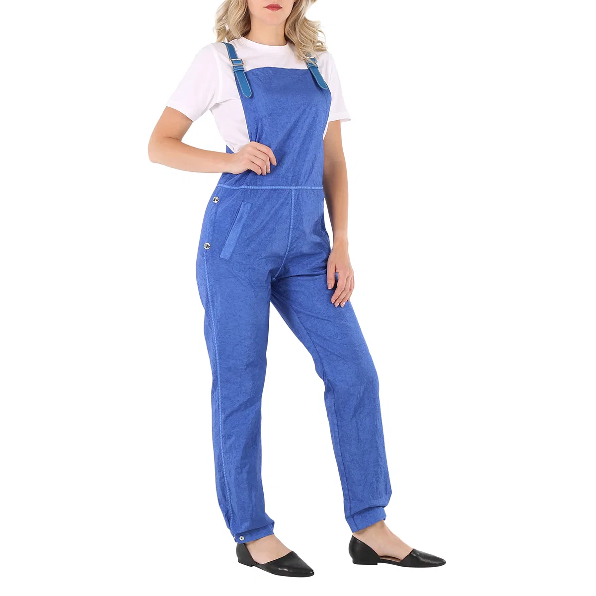 Комплект комбинезон Burberry Warm Royal Blue Leather-Trim Canvas Dungarees Jumpsuit, Warm Royal Blue — фото 2