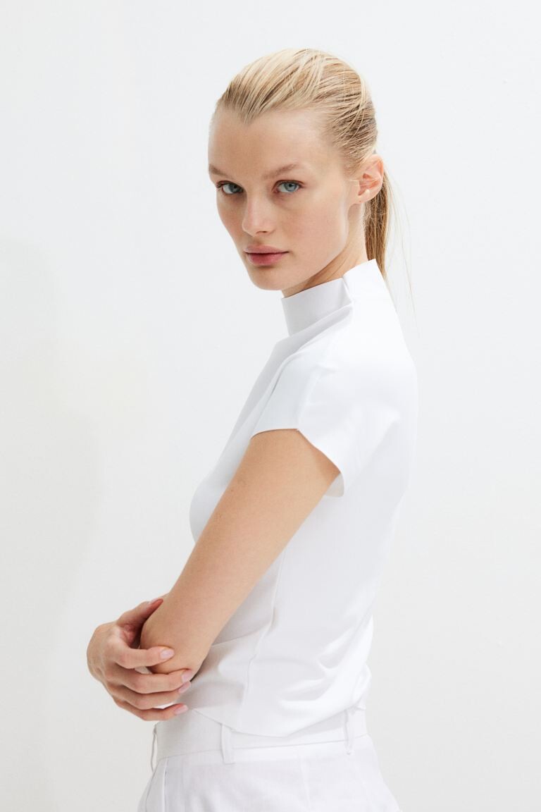 

Рубашка из джерси с водолазкой H&M, белый
