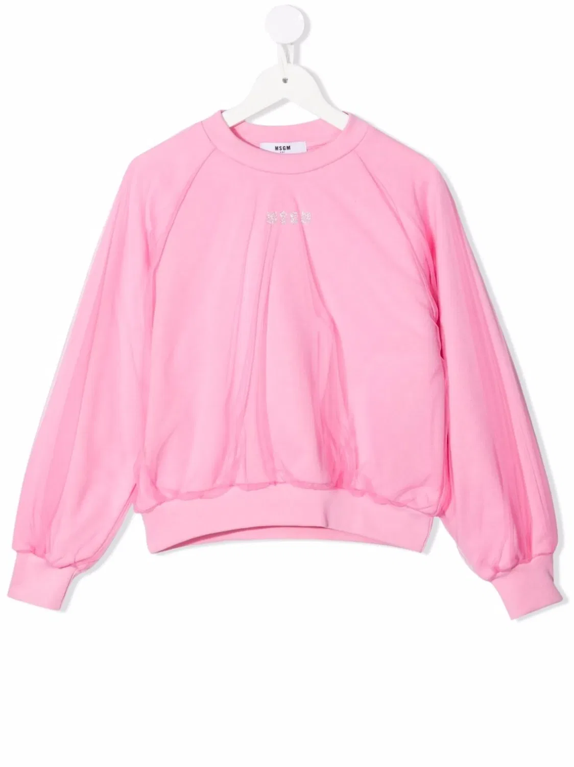 Хлопковый свитшот с тюлевыми слоями MSGM, розовый
