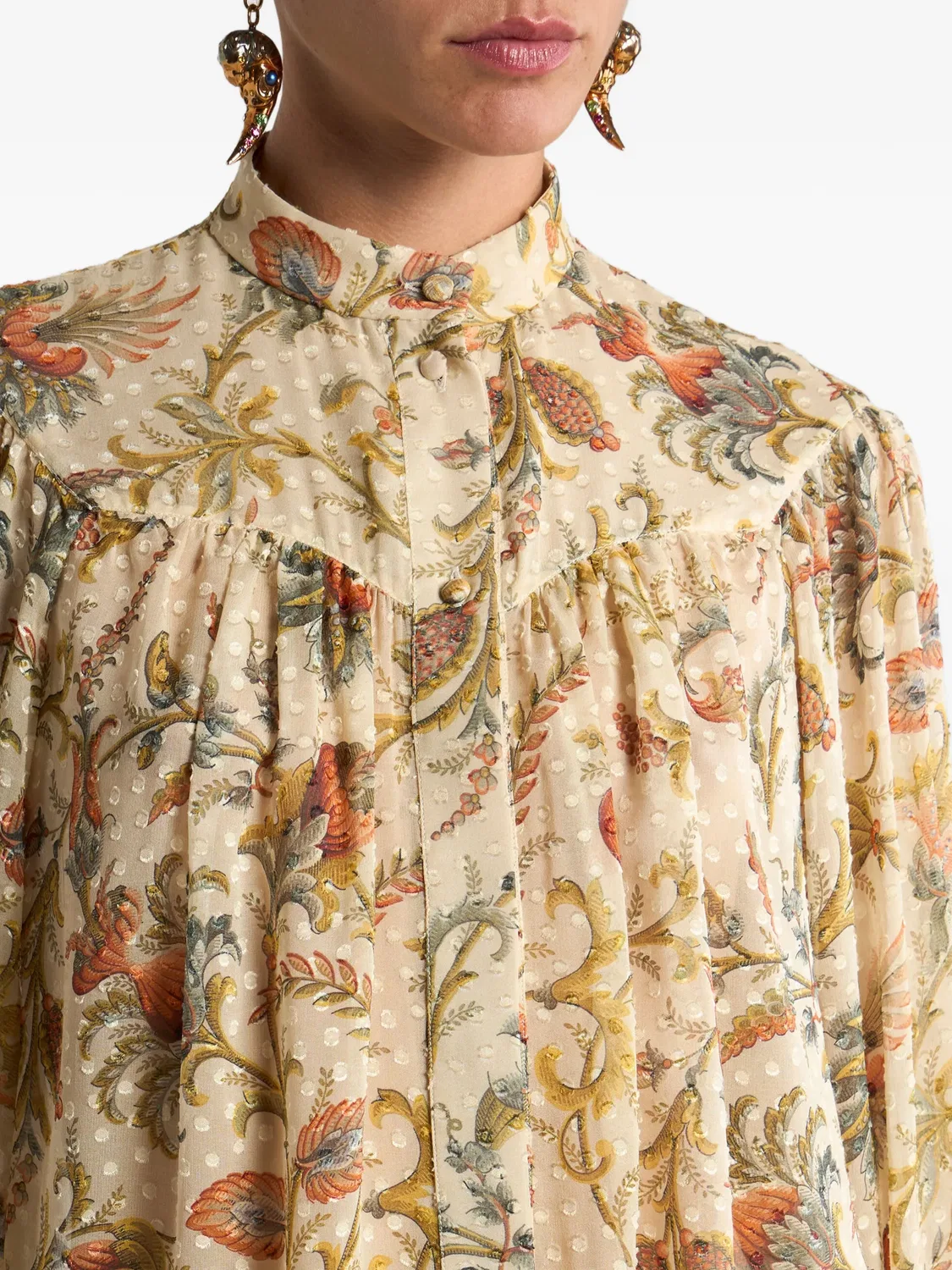 Топ с цветочным мотивом и точками ETRO, нейтральные — фото 3
