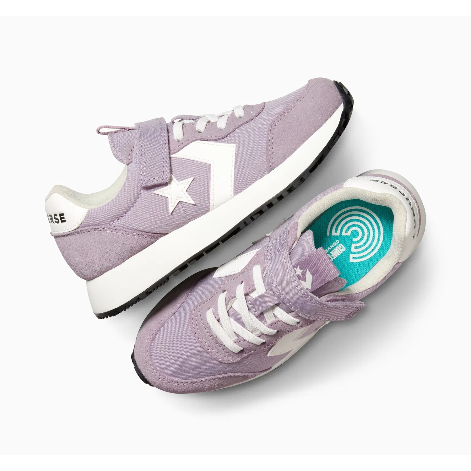 Детские кеды на липучке Converse, Altitude Lilac/Vintage White/Black — фото 4