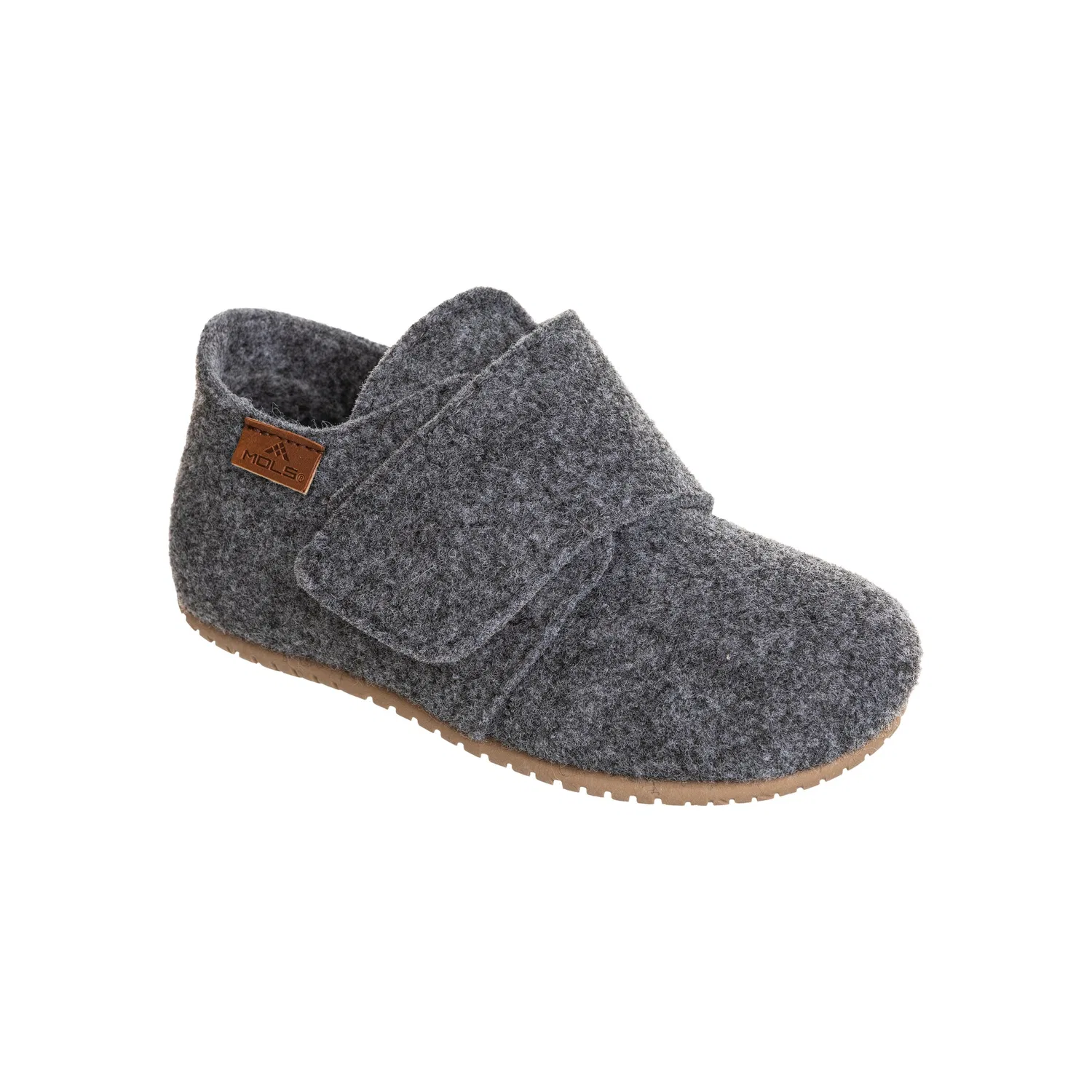 Детские закрытые тапочки из полиэстера в филц-оптике MOLS, Dark Grey Melange