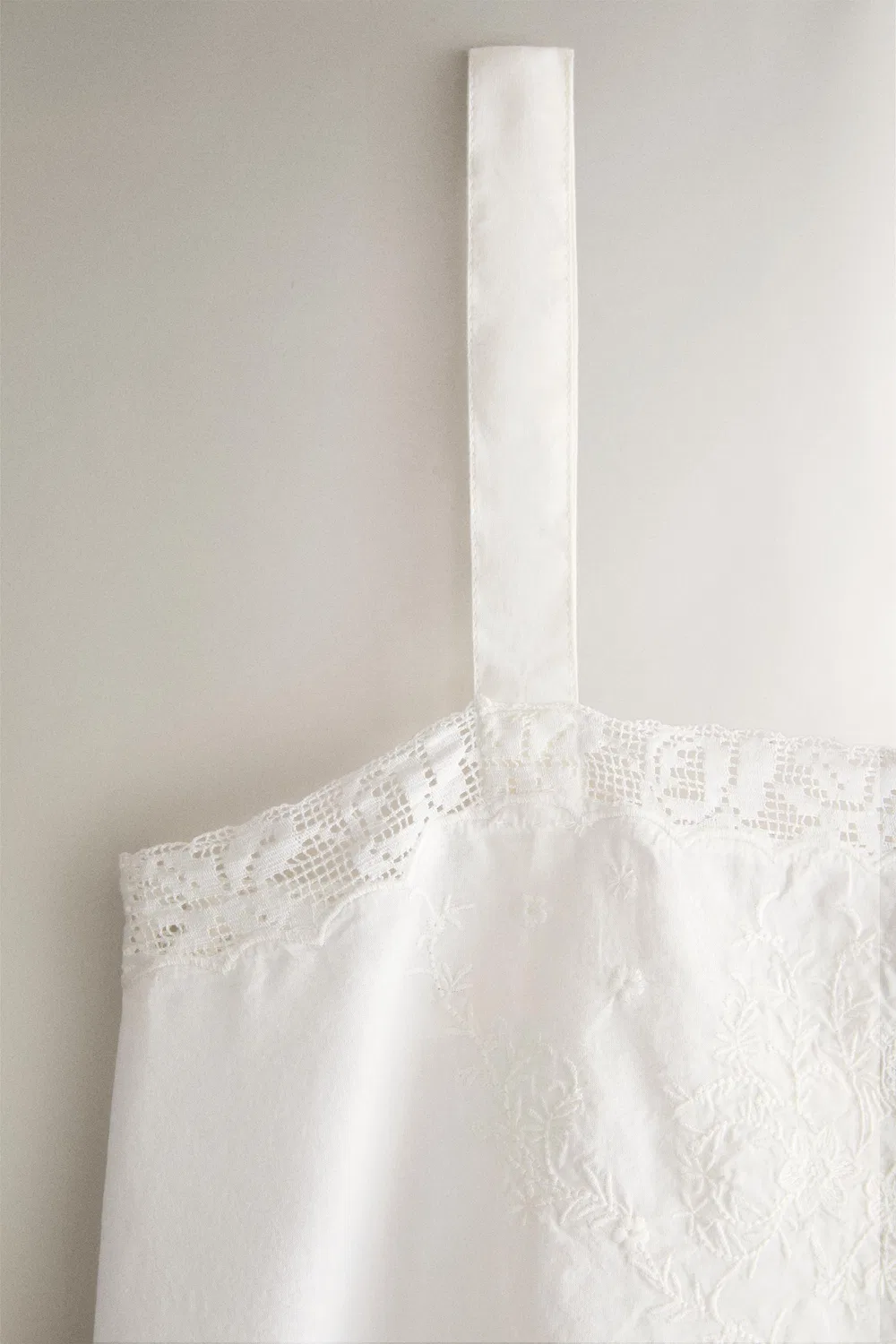 Хлопковый топ с вышивкой ZARA, Oyster-white — фото 2