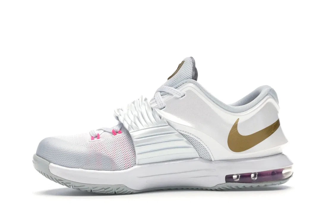 Детские кроссовки для мальчиков Nike KD 7, White/Metallic Gold-Pink-Pow-Pure-Platinum — фото 3