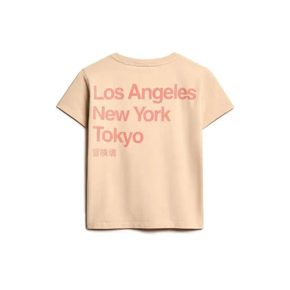Женская облегающая футболка Superdry Core Logo City, Beige Brauner Ton — фото 4