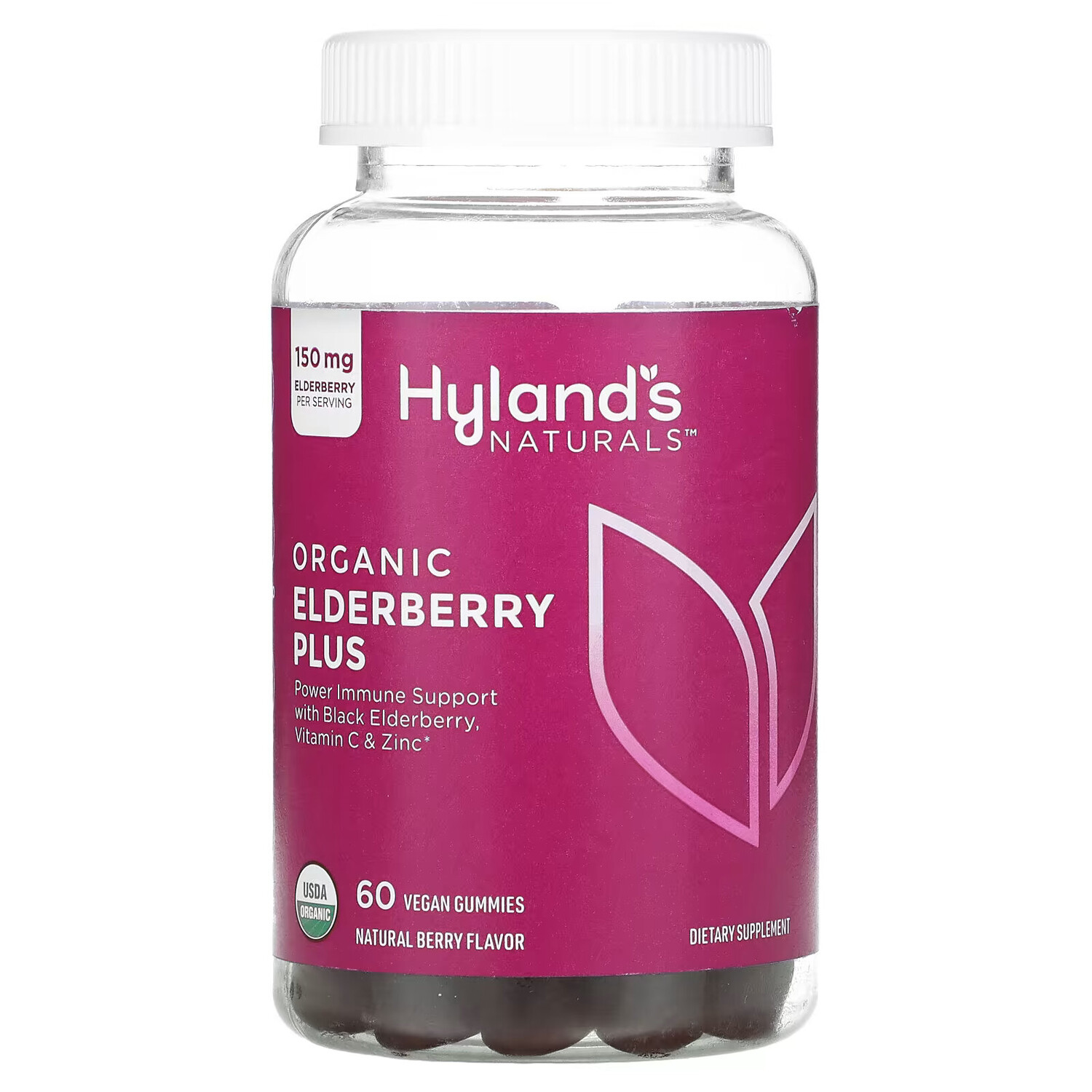 

Hyland's, Органическая бузина с жевательными мармеладками, натуральные ягоды, 60 веганских жевательных таблеток