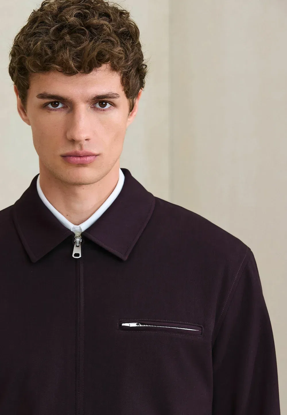 Куртка прямого кроя - модель motionflex smart twill zip shacket - легкая куртка Next, Burgundy Red — фото 3