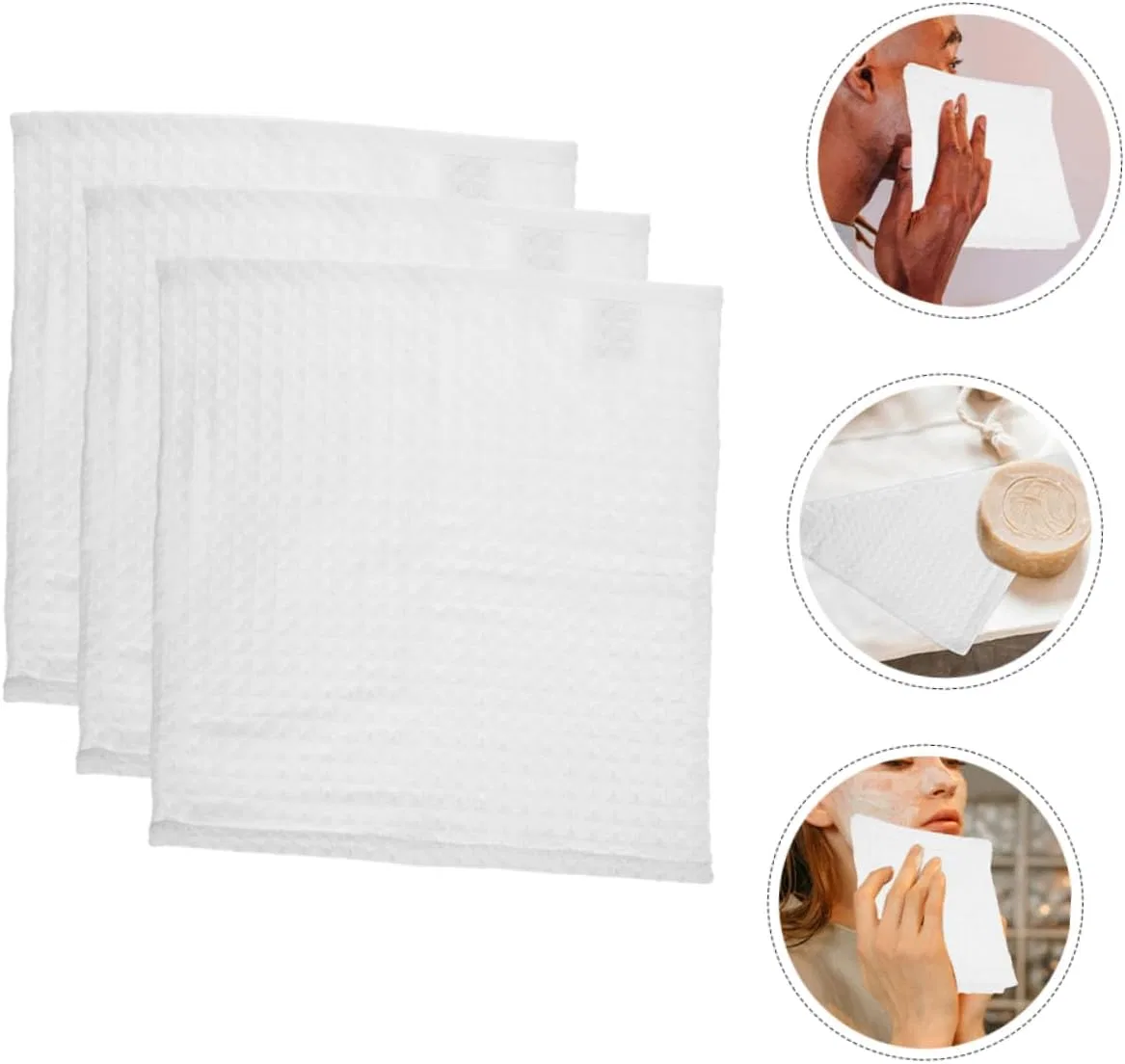 Набор мочалок для лица из хлопка FOMIYES, 9 шт, 35x35 см, White — фото 2
