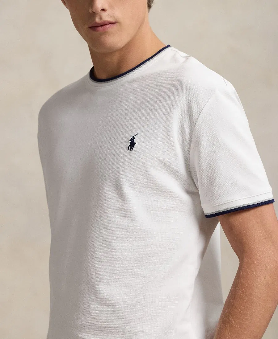 Футболка классическая из стрейч-сетки с вышивкой Polo Ralph Lauren, White — фото 3