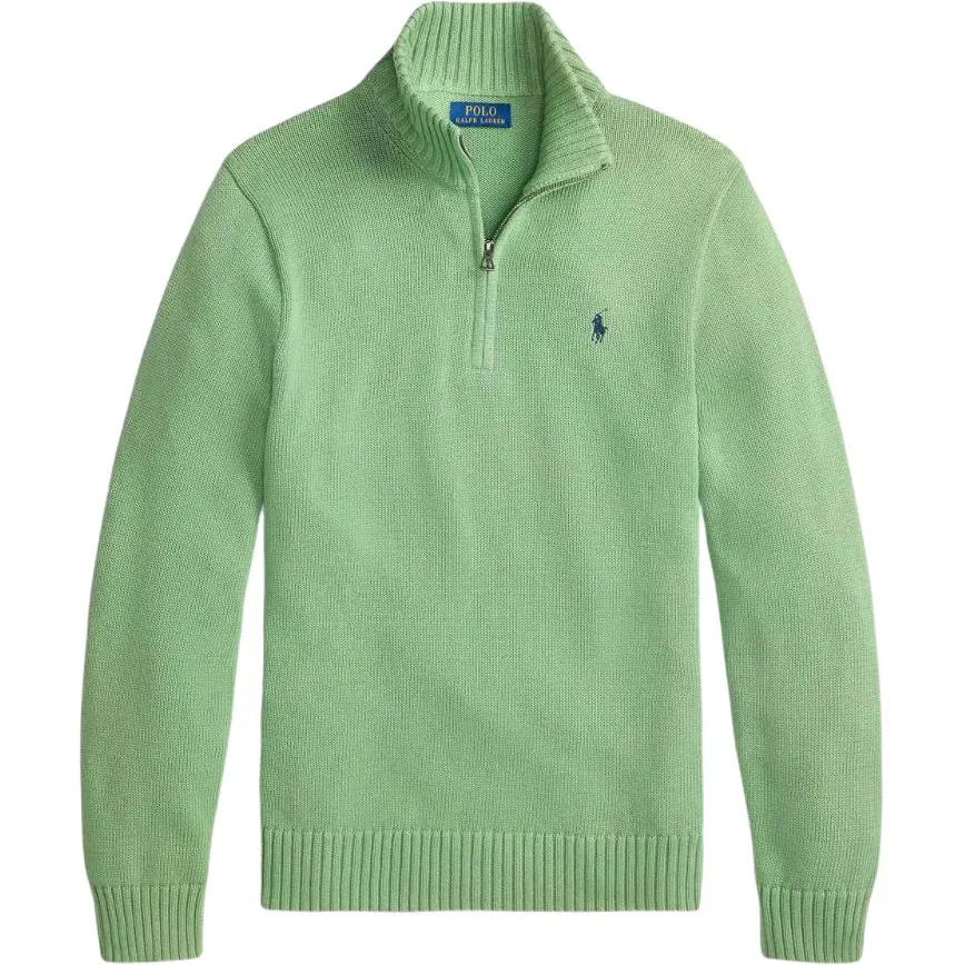 Мужской свитер с полузастежкой-молнией хлопковый Interior Green Land Polo Ralph Lauren