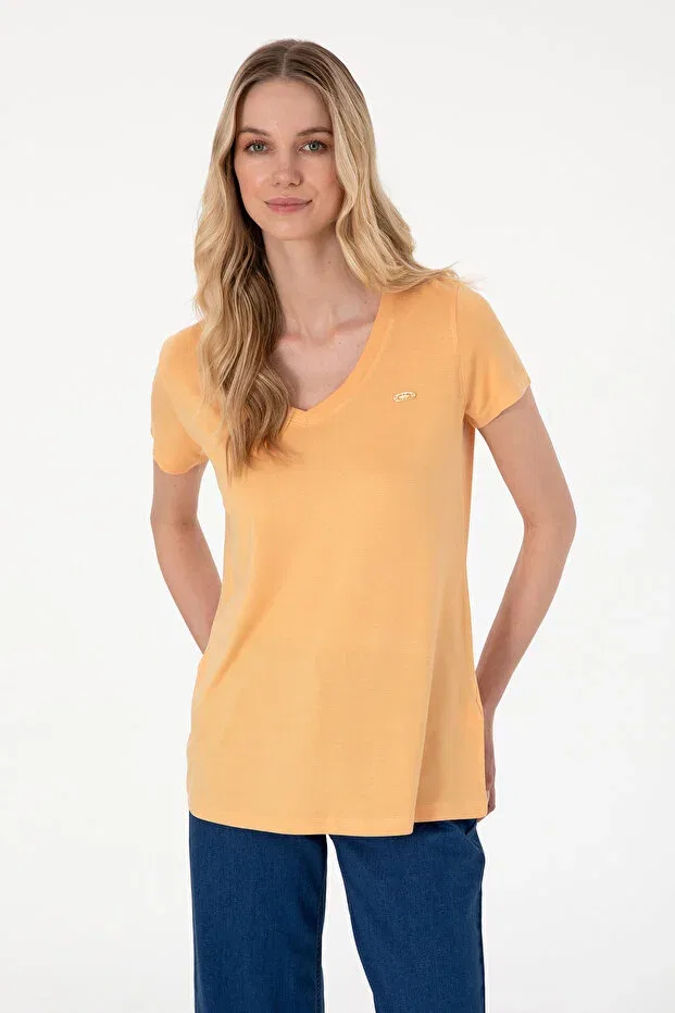 Женская футболка с v-образным вырезом U.S. Polo Assn., Melon — фото 3