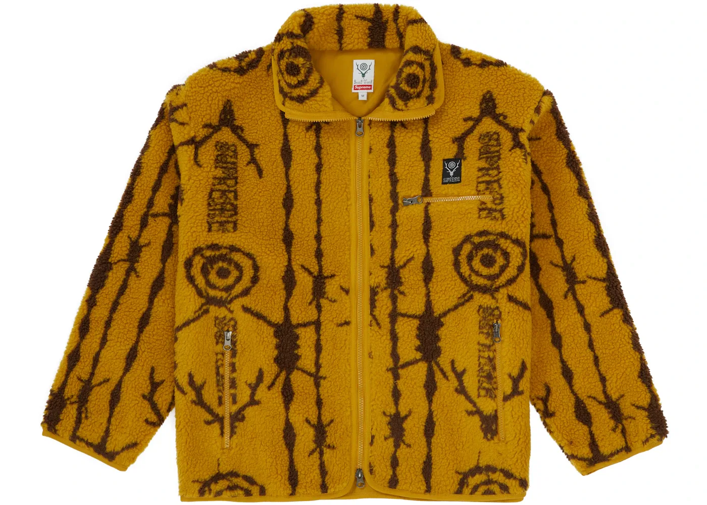 Мужская куртка-флис с принтом Supreme SOUTH2 WEST8 Jacket, Mustard