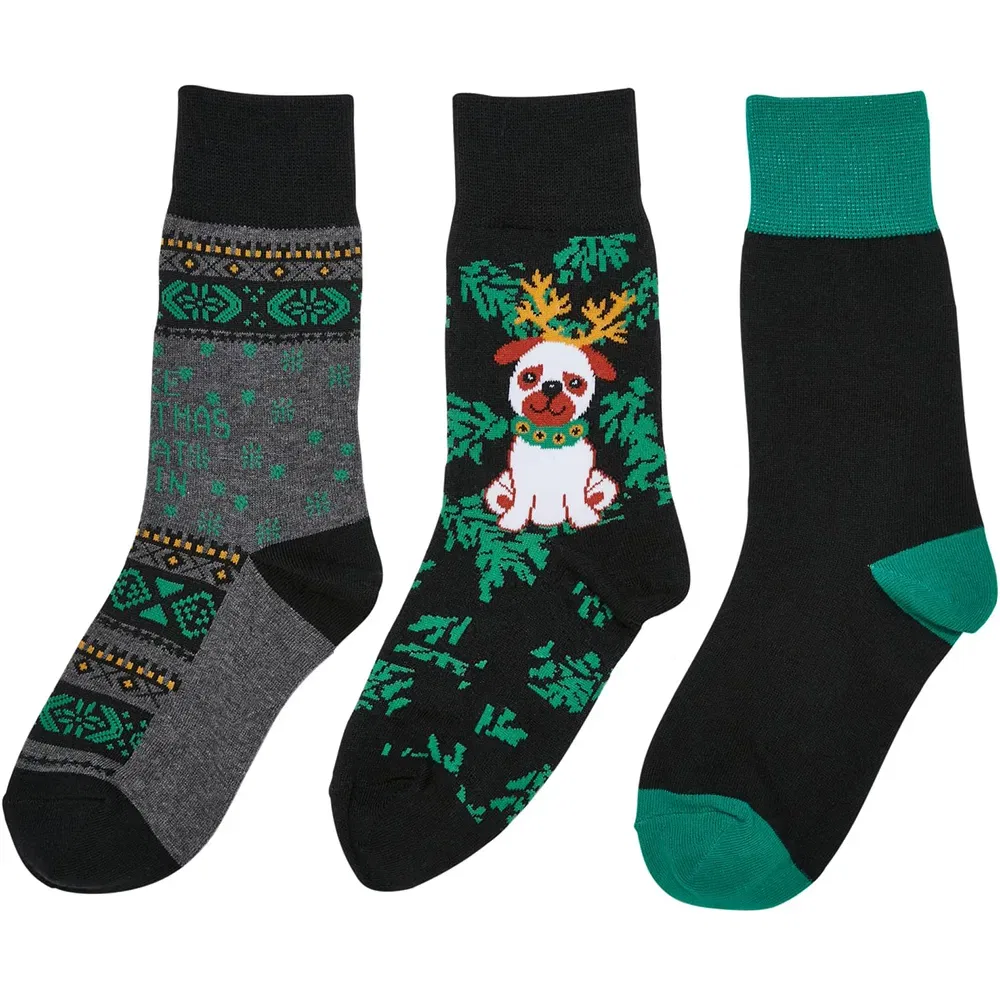 Носки Urban Classics Christmas Dog 3 пары, черный